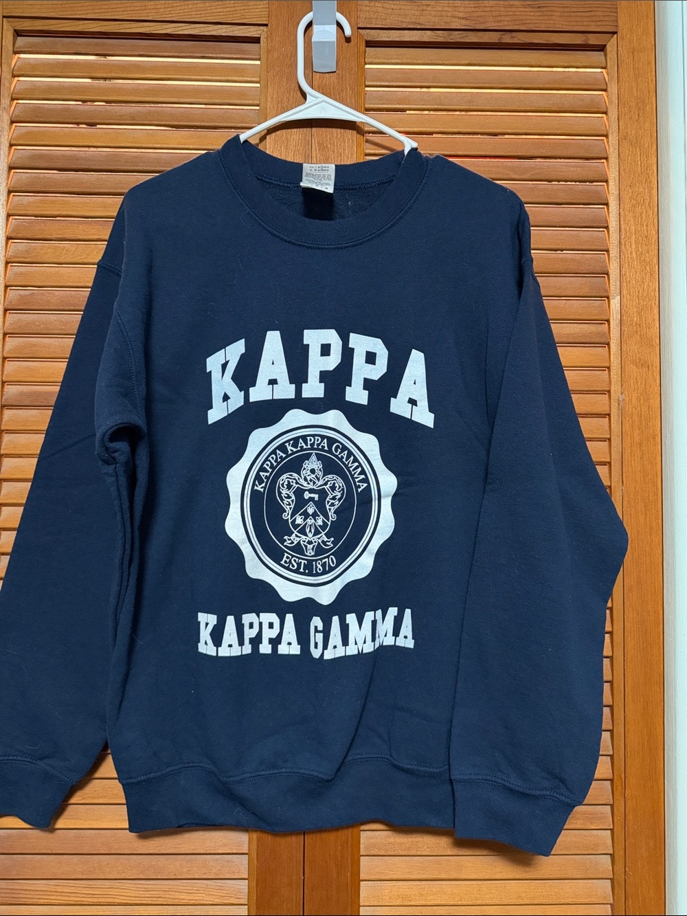 Gildan Navy Sweatshirt with White Kappa Gamma Crest